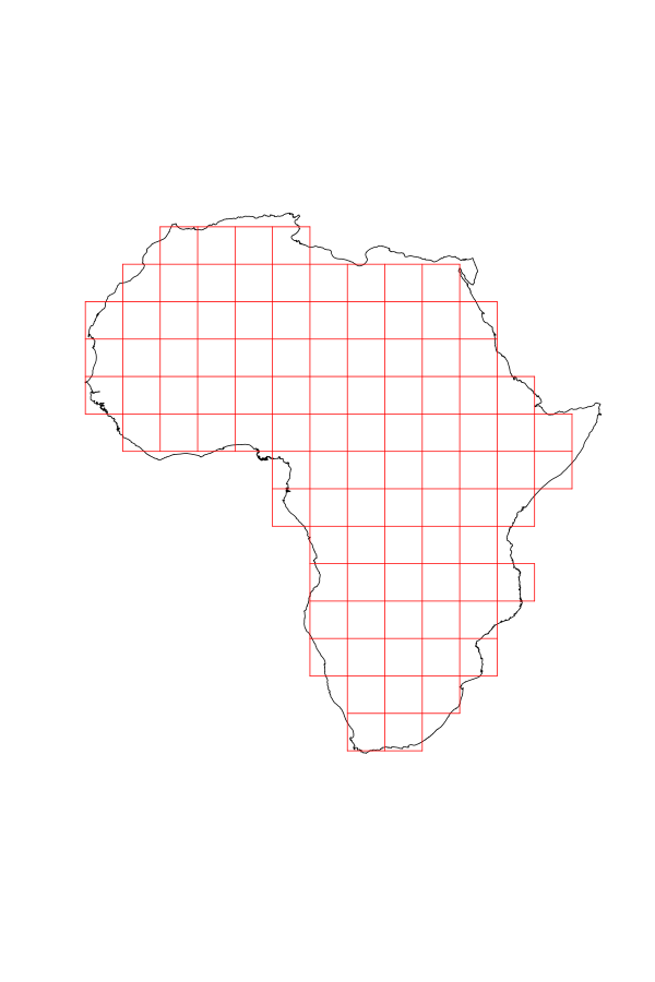 mainland Africa with a grid